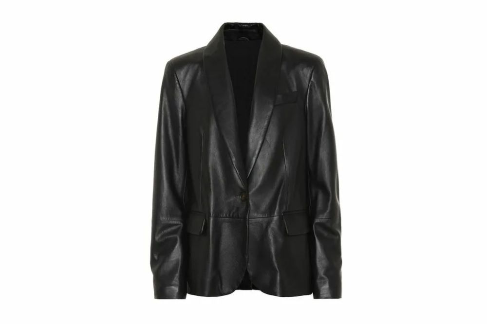 Пиджак кожаный черный оверсайз