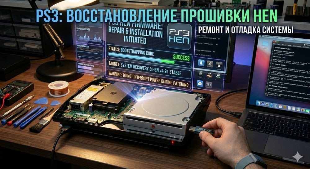 Ремонт прошивки Hen , запись игр на плейстешен 3, устоновка тем на XMB