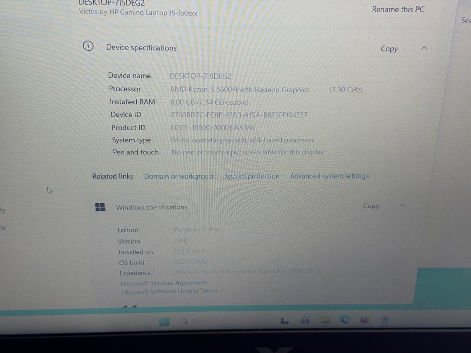 HP Victus 15 Gaming / 15.6" инча / NVIDIA / AMD RYZEN 5 5600U / RAM 8GB / SSD 256GB / Гаранция!