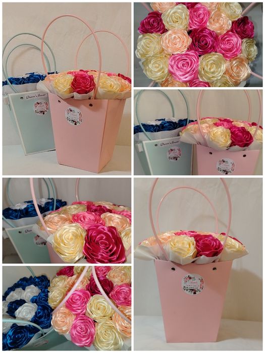 Цветы из атласных лент