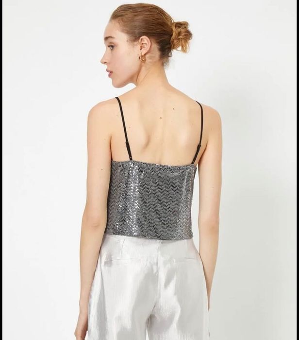 Блестящ дамски потник/топ