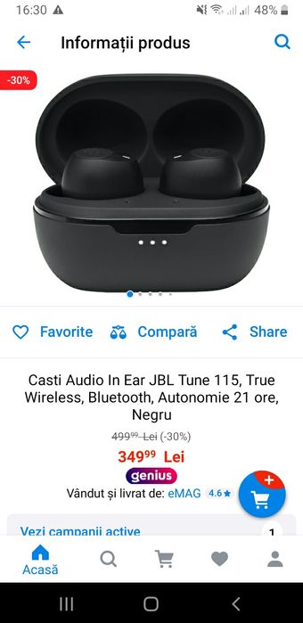 Căști audio In Ear JBL Tune 115,negru