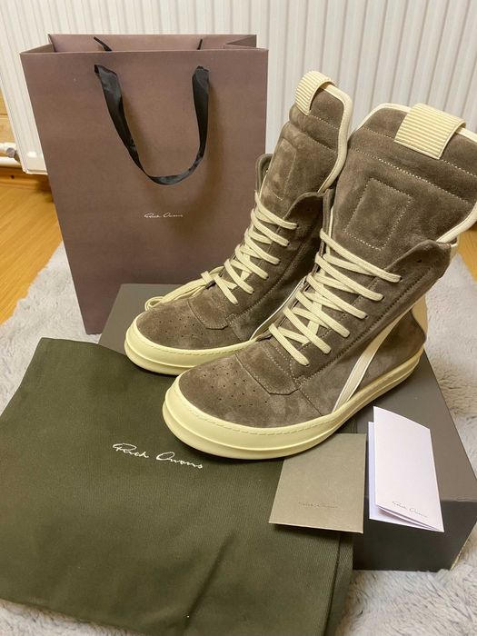 Rick Owens Brown Suede Geobaskets