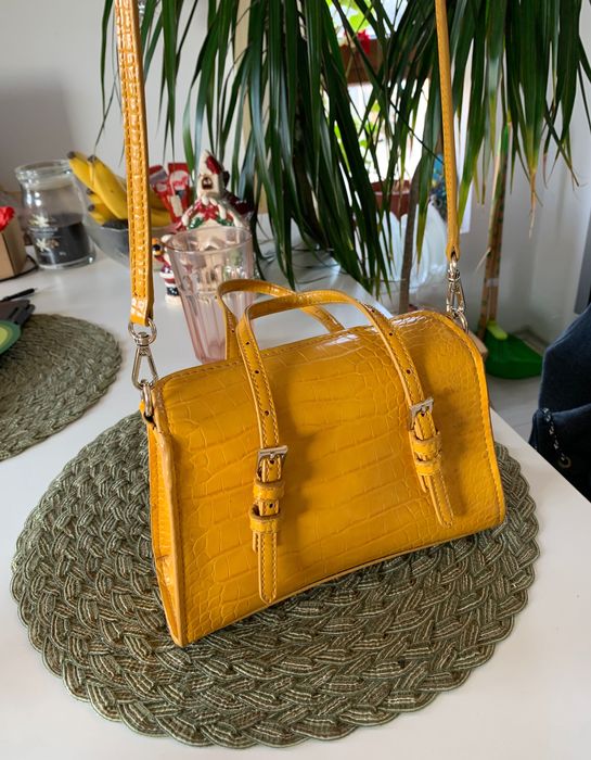 Zara жълта чанта, Пухено палто Размер М