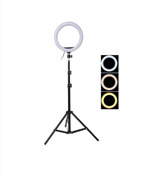LED Selfie Ring лампа със стойка трипод 200см, диаметър 40см