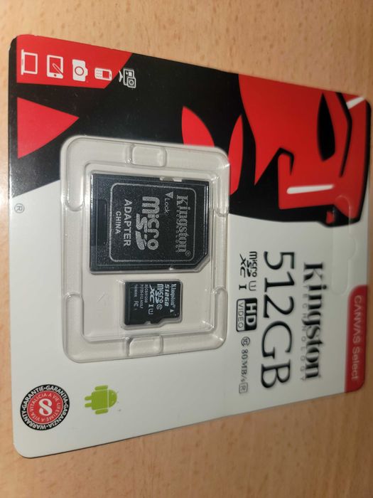 SD карта памет Kingston 512GB плюс SD адаптер с възможност за доставка до Speedy автомат само за 1,54 евро