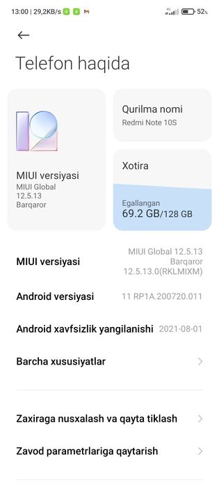 Redmi note 10s 8/128GB