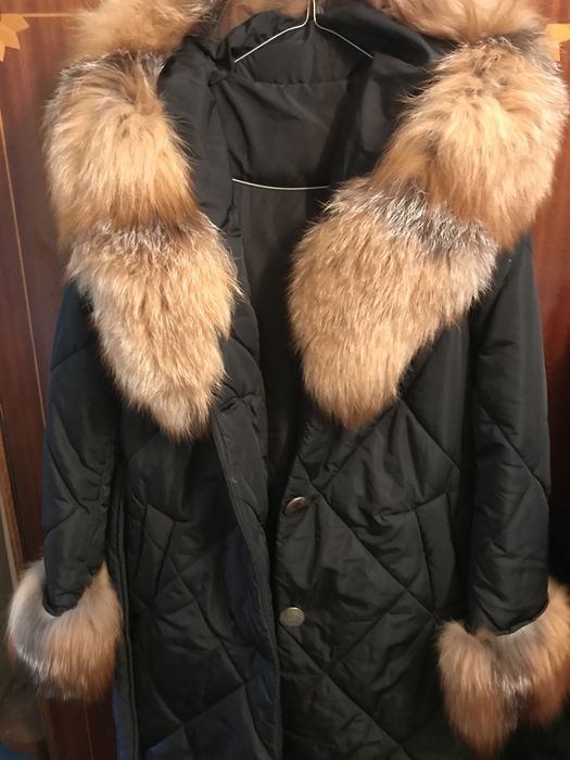 Haina lung din puf cu blana