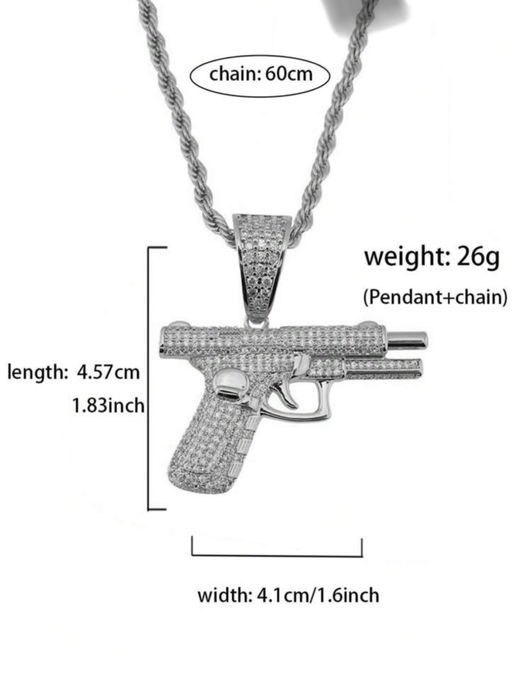 pandativ glock din otel inoxidabil cu pietre de zirconiu