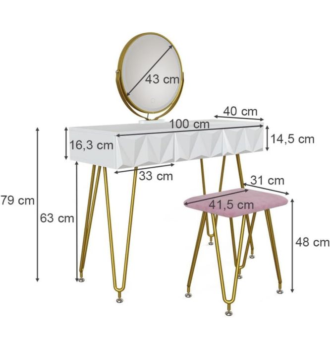 Дамска тоалетка МДФ с LED огледало 4291
