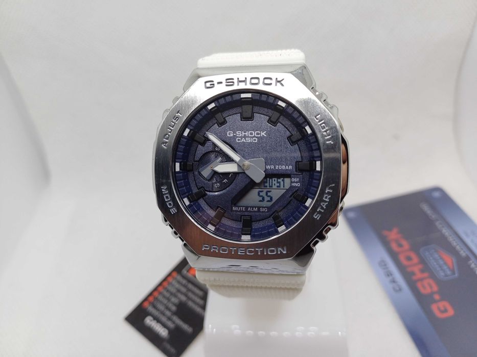Ceas Casio g shock GM 2100 Metal White -Silver.Nou, Garantie 2 ani
