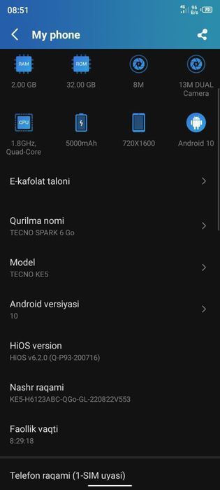 Tecno spark 6 go 32gb