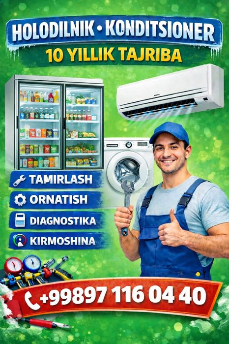 Holodilnik tamirlash konditsioner o'rnatish boyicha ishonchli xizmat