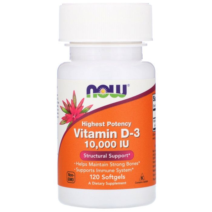 Vitamin D3 от Now Foods, 10000 МЕ, 120 капсул