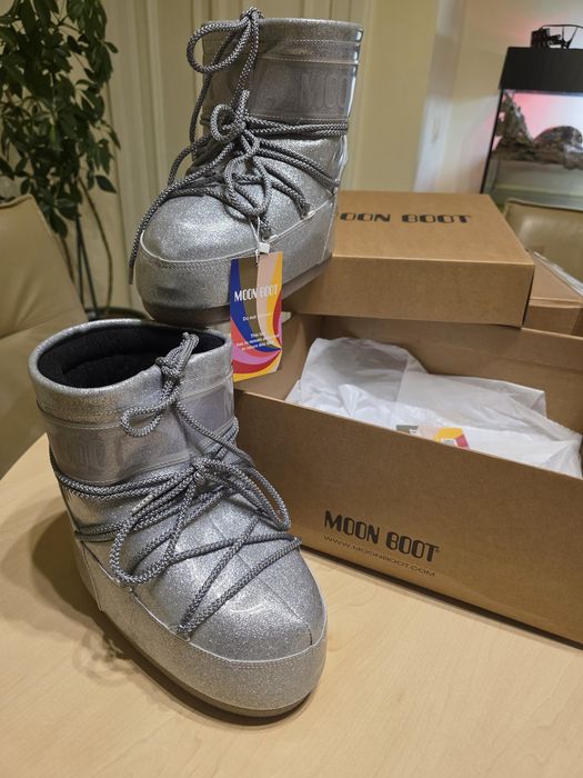 Moon Boot Icon Low Glitter Silver