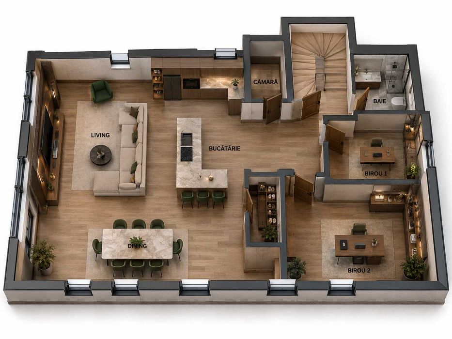 Casa moderna Demisol+P+E+M 320 mp speciala pentru – cabinet medical la parter și locuință privată la etaj, 9km de centrul mun. Cluj-N - Comision 0%