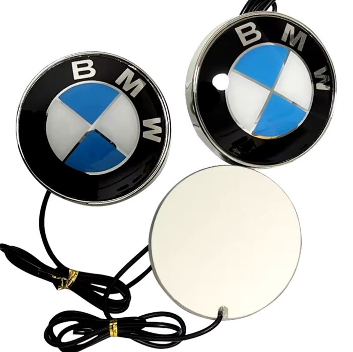 Emblema Iluminata BMW 82 mm Lumina Led Alb / Albastru / Rosu Capota