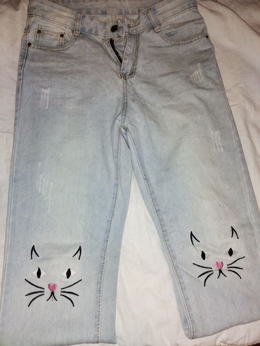 Джинсы летние, с милыми котятами