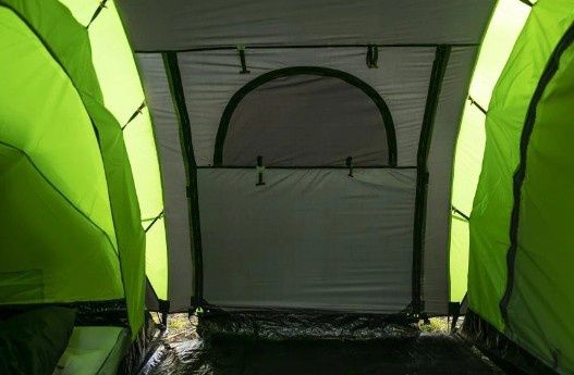 Cort camping Bojan 4, 4 persoane, Impermeabil 4000 mm, Inaltime 140 cm, Montaj rapid, Negru/Lime
