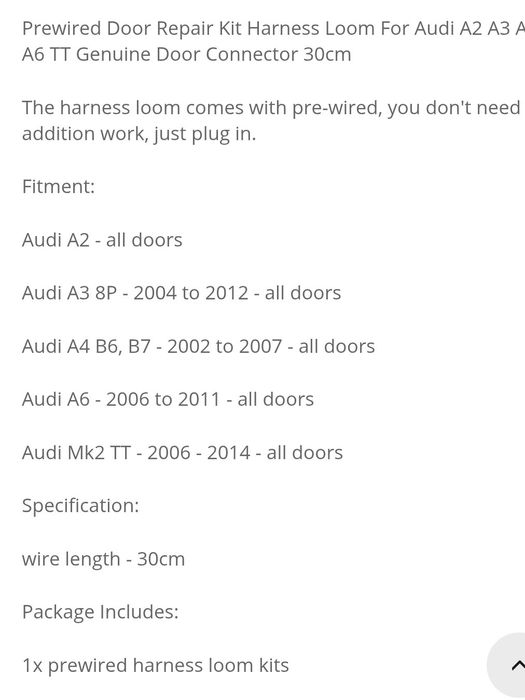 Kit reparație cablaj ușa Audi A3 A4