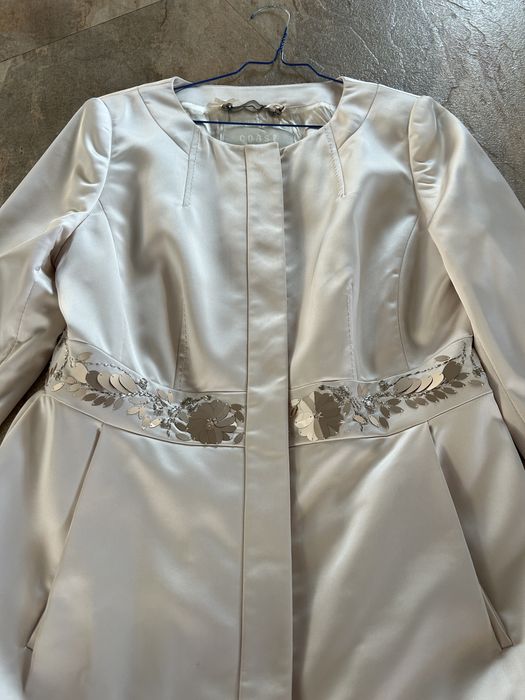 Rochie ocazie tip trench  de calitate superioara , culoare ivory nude
