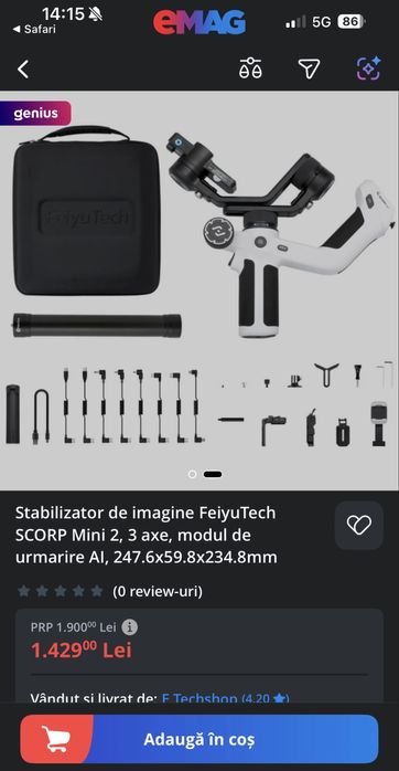 Gimbal Feiyu-Tech SCORP Mini 2 KIT - stabilizator camera/telefon/mirrorless