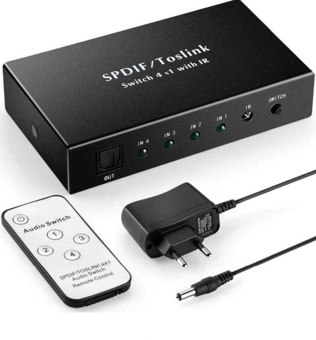 Домашно Кино Аудио Разклонител SPDIF Toslink Optical Audio Splitter SPDIF TOSLINK Optical Splitter Оптичен Сплитер Switcher Оптичен Суич Оптичен Кабел