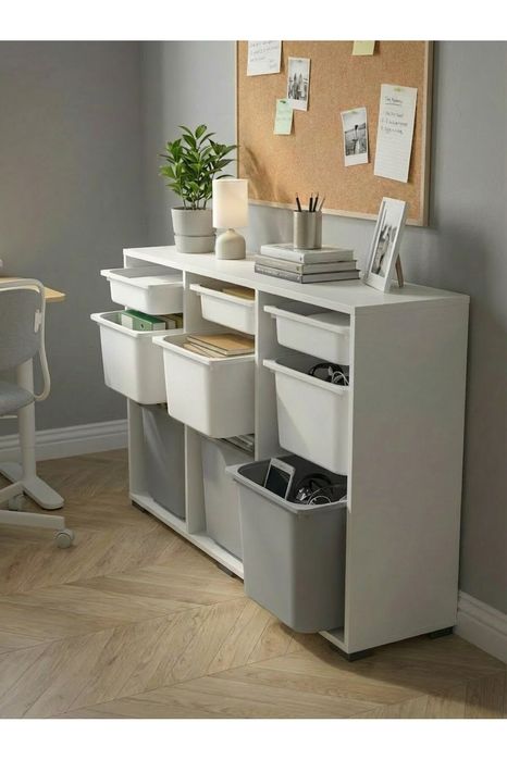 Мултифункционален шкаф за съхранение, Етажерка за играчки, с 9 кошници