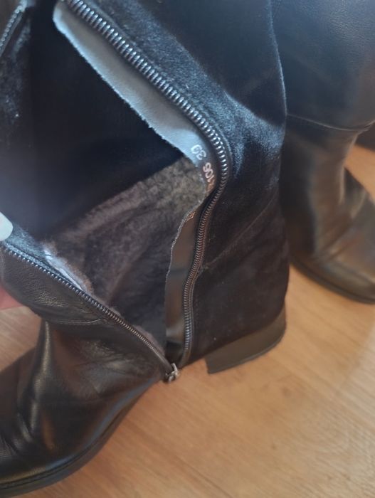Сапоги из натуральной кожи с замшей 39 размера