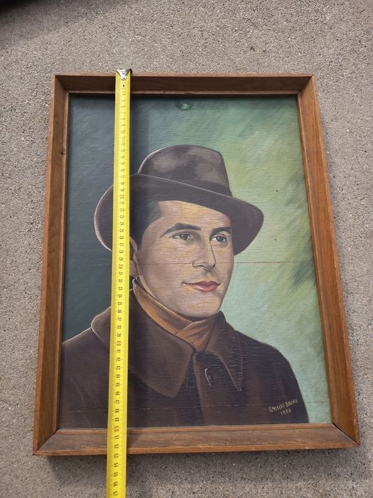 Tablou Portret Gangster American Pictat Și Semnat