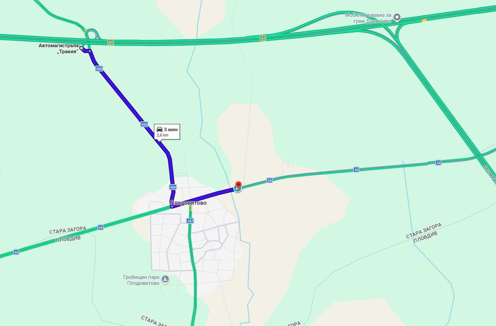 Индустриална база до АМ Тракия – халета 1000 м² + двор 7300 м² – ТИР достъп
