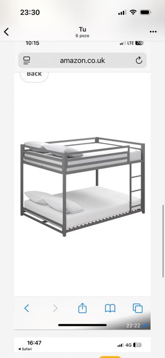 Paturi Suprapuse Metalice 2 Locuri Full-Over-Full, Cadrul Robust Din Otel, Scara Integrata