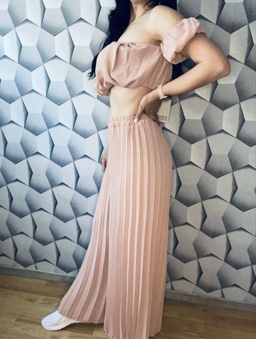 Compleu dama elegant, format din top si pantalon creponat