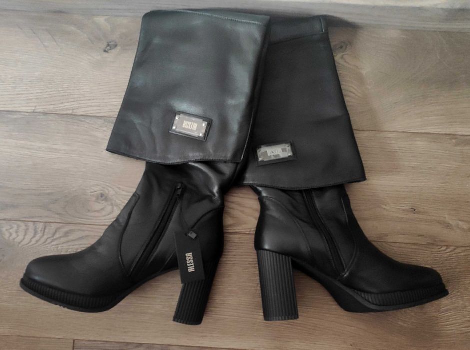 Alessa нови с етикет ботуши естествена кожа напа 37 размер