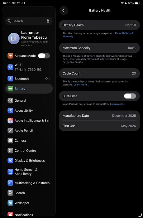 Vand ipad mini 7 256 gb 100% bat, garantie