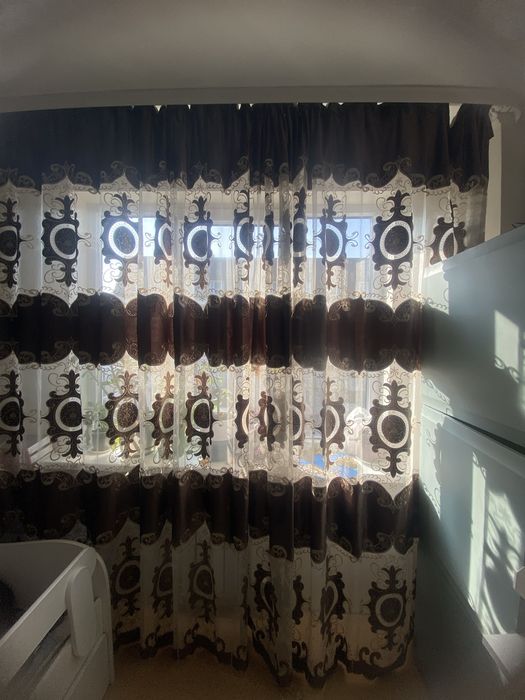 Тюль шторы коричневый