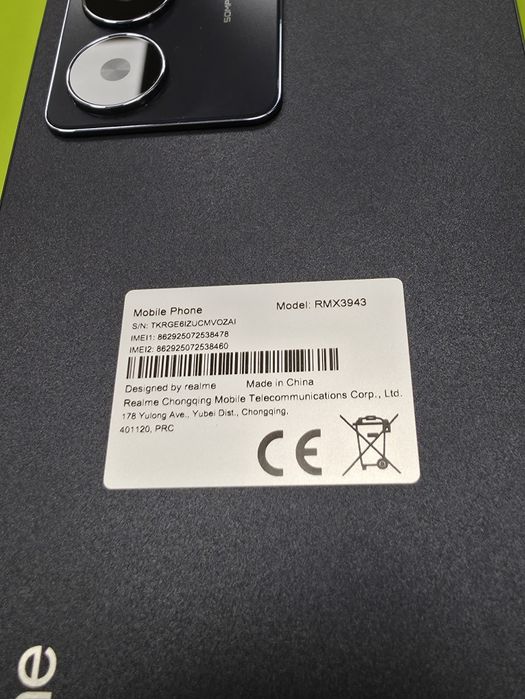 НЕАКТИВИРАН 128GB Realme 14x 5G Гаранция Yettel 2028г. Black / Черен