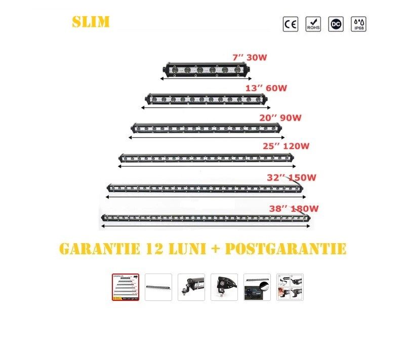 Led bar auto, proiector auto led, SLIM  25-100 cm TRANSPORT 0