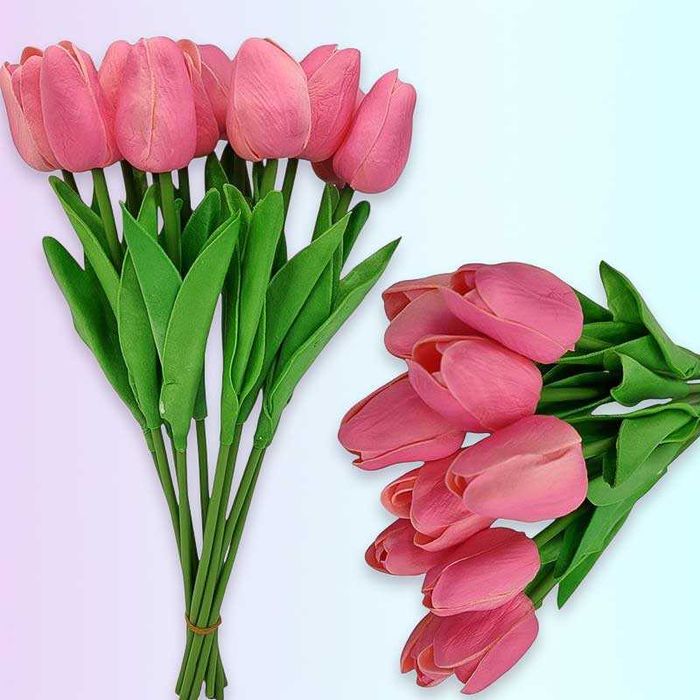 Комплект силиконови лалета 10 бр, 34 см, бели, жълти, сини, червени