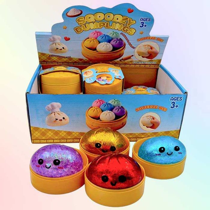 Гумена антистрес играчка Squishy Bun Dumpling с брокат 10 x 5 см