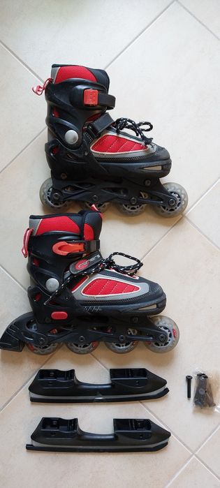 Комбинирани детски зимни кънки+ролери, нaстройка на номера: 29-33