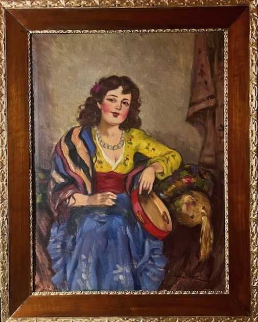 IMPECABI! Tablou VECHI mare:80x60cm+R, ul/pz Illencz Lipót (1882-1950)