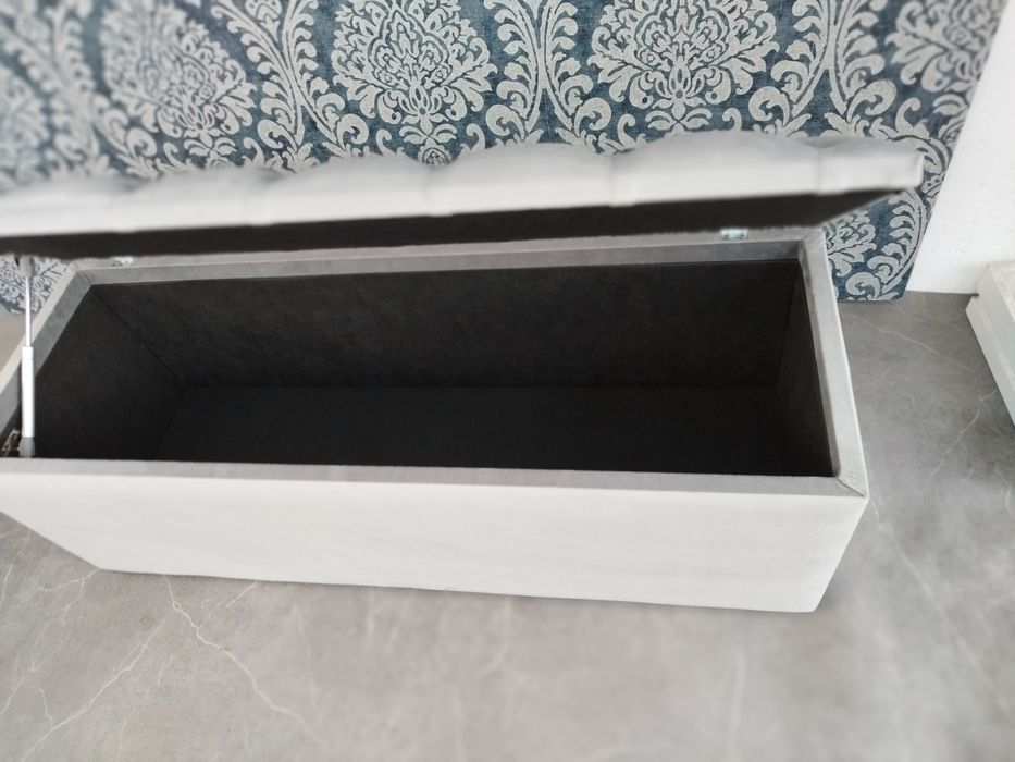 Bancheta, bancuta catifea gri ,lada pentru pat cu spatiu depozitare