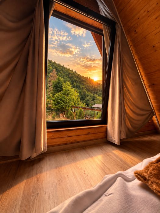 Cabanǎ de inchiriat A-Frame în Albac – râu, pădure, ciubăr & saună | Până la 16 persoane