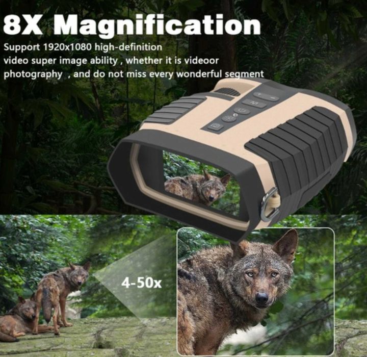 Binoclu, vedere de noapte optica in infrarosu, fotografie HD, zoom 8x, vizibilitate de 200 m in intuneric total, baterie 2600mAh, port USB, 128 GB