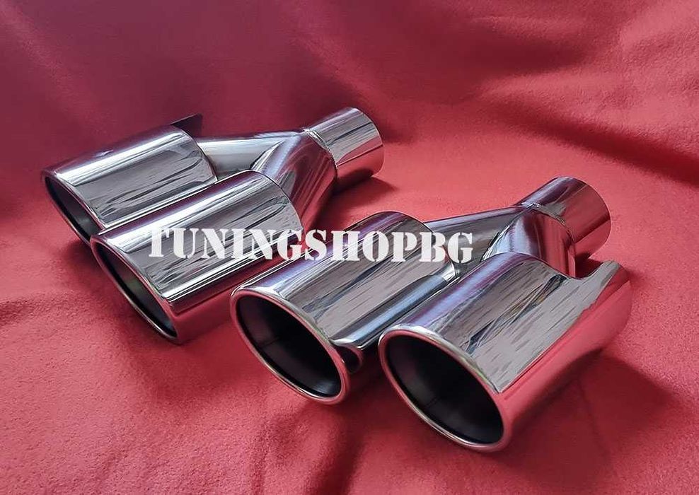 Двуцевка хромиран накрайник за ауспух 2 x 98 мм изход