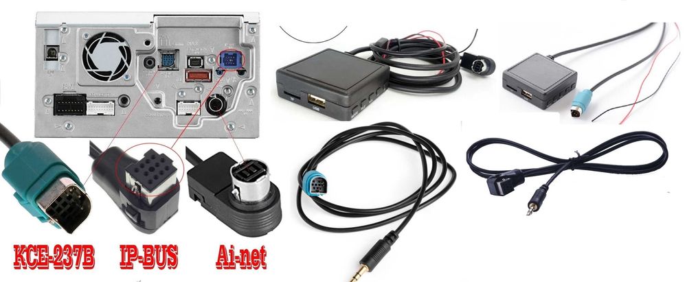 Адаптер AUX USB блютуз на Pioneer Alpine JVC Аудио кабель AUX