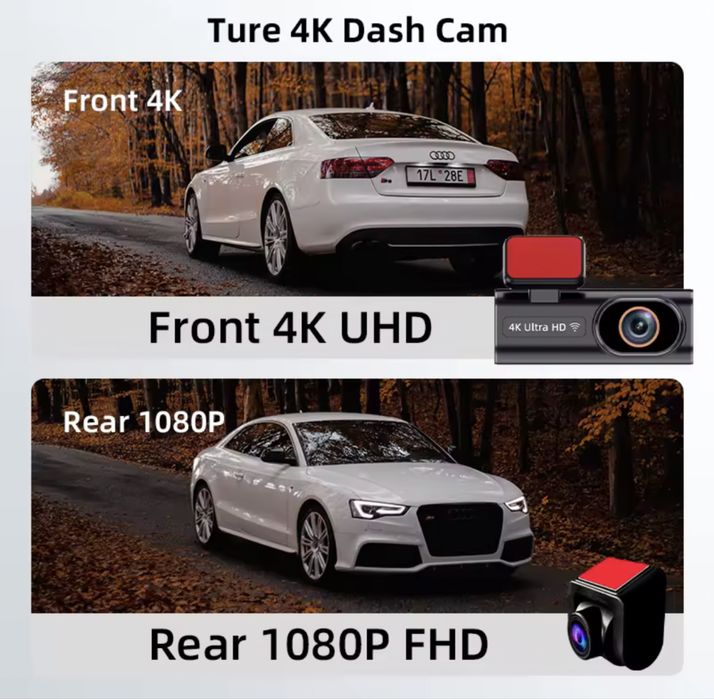 Camera auto DVR, fata si spate, B27, inregistrare 4K, + GPS