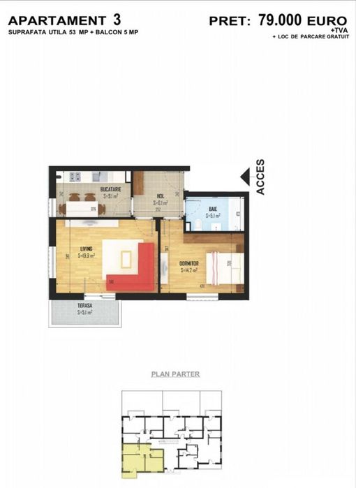 Apartament 2 camere,decomandat str Diamantului Bragadiru