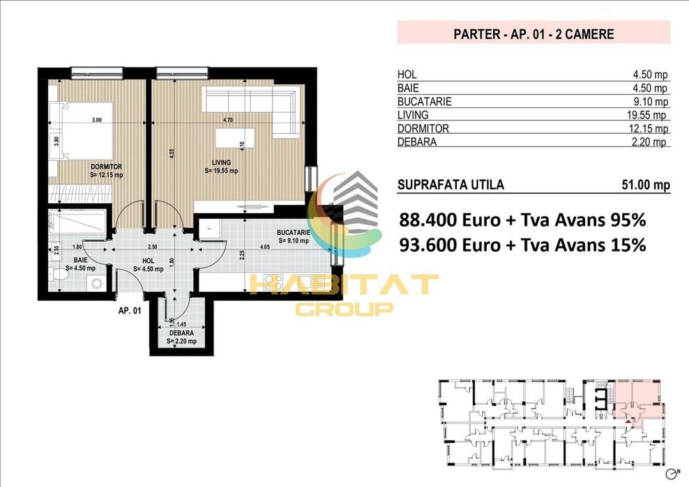 Apartament 2 Camere Sector 4 Grand Arena 51Mp